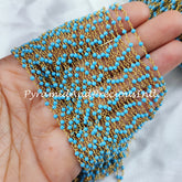 Turquoise Hydro Faceted Rondelle Beaded Rosary Chain, Gold Plated Wire, Jewelry Making Chain – SELLING BY FOOT